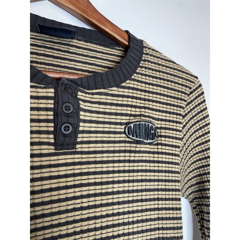 Minga Juniors XL Brown Striped Long Sleeve Top Ribbed - Picture 3 of 6